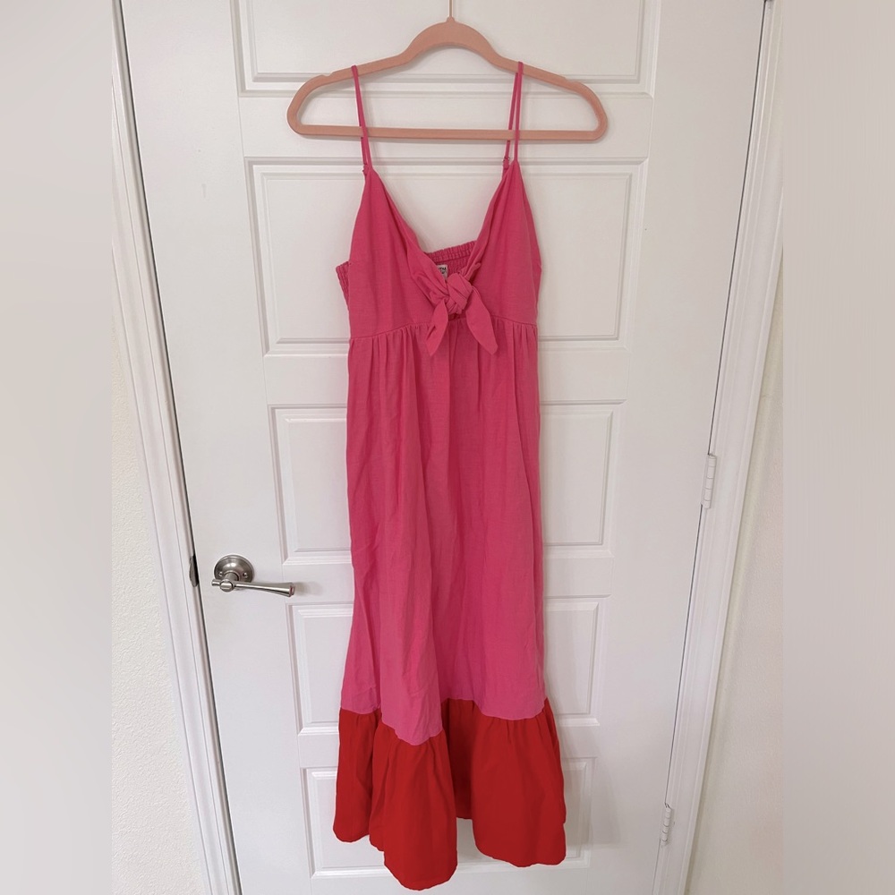 Pink and red maxi dress